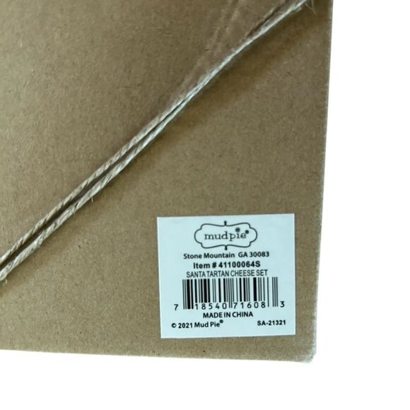 NEW Mud Santa Tartan Cheese / Cookie Plate & Spreader Set - Picture 2 of 5